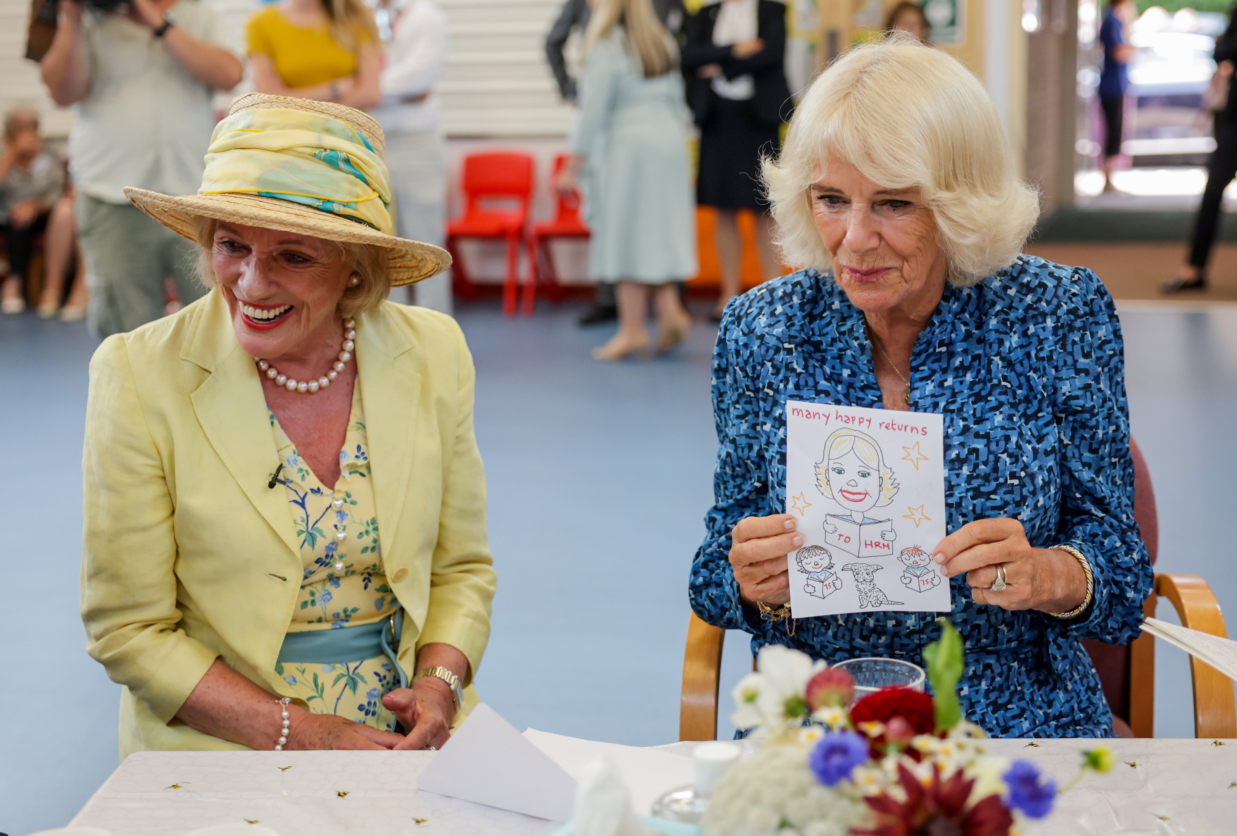 The Duchess of Cornwall with Dame Esther Rantzen during a visit to Charlestown School in St Austell (Chris Jackson/PA)