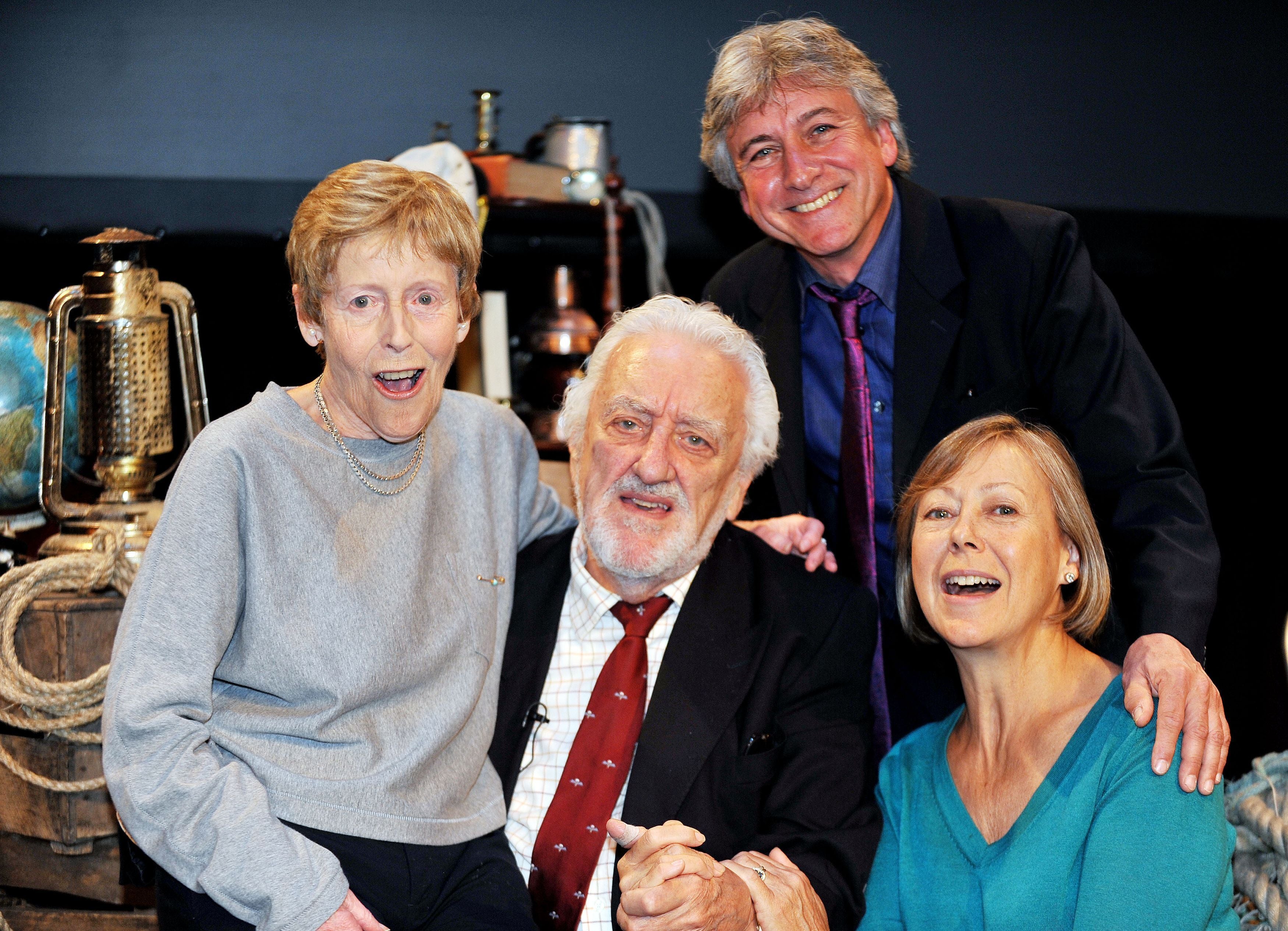Cribbins with fellow cast members of The Railway Children, Deddie Davies, Gary Warren and Jenny Agutter in 2014 (Nick Ansell/PA)