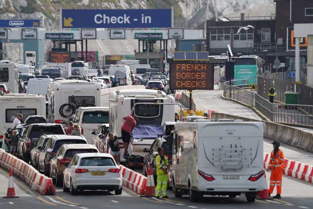 Holidaymakers faced two-hour queues at the Port of Dover on Thursday amid warnings that this weekend will be ‘extremely busy’ (Gareth Fuller/PA)