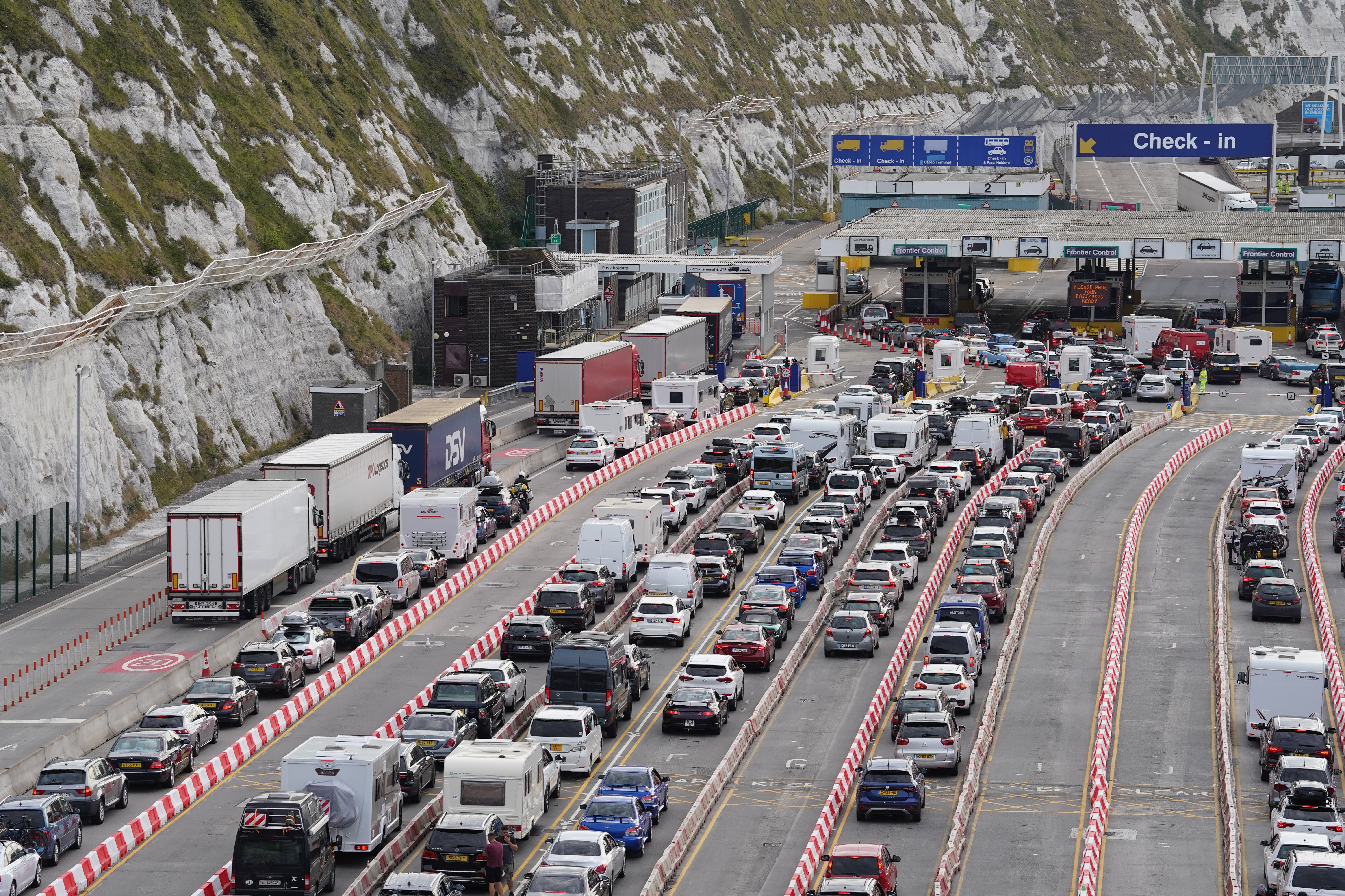 Cars queue to enter the Port of Dover in Kent (Gareth Fuller/PA)
