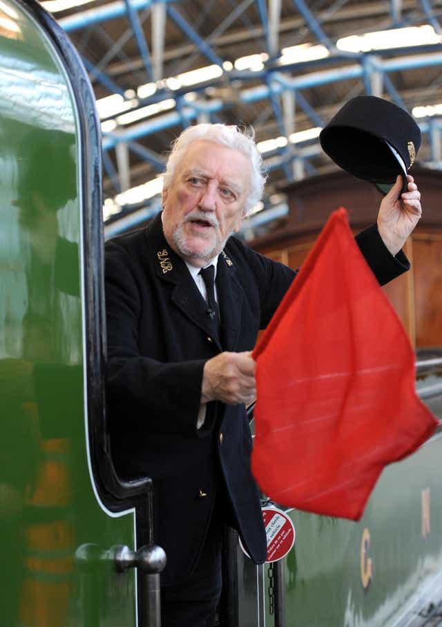 Bernard Cribbins arriving at Waterloo Station, London onboard the 66 tonne Stirling Single, the train used in the original Railway Children film. Veteran actor Bernard Cribbins, who narrated The Wombles and starred in the film adaptation of The Railway Children, has died aged 93, his agent said (Anthony Devlin/PA)