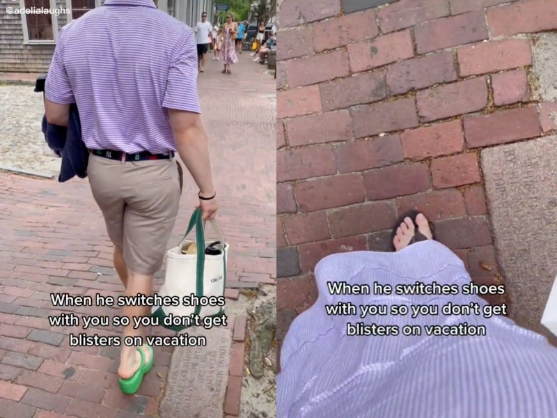 Woman praises husband after he swaps shoes with her so she doesnt get blisters This is so attractive The Independent