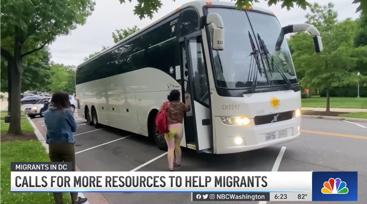 <p>Migrants have been bused into Washington, DC, from Texas since earlier this year when Gov Greg Abbott began chartering buses to so-called ‘sanctuary cities’</p>