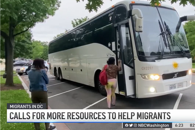 <p>Migrants have been bused into Washington, DC, from Texas since earlier this year when Gov Greg Abbott began chartering buses to so-called ‘sanctuary cities’</p>