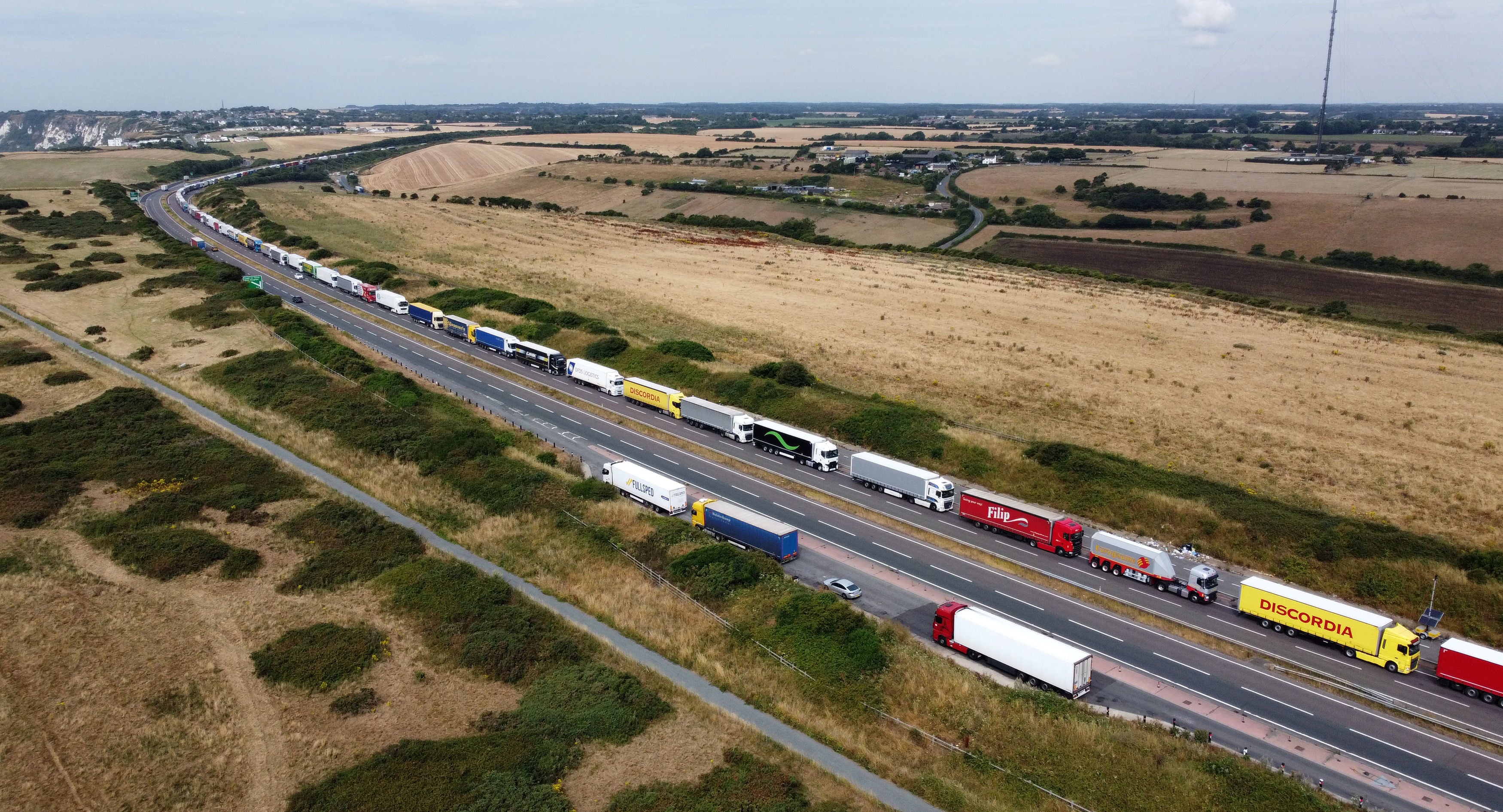 Brexit misery as freight lorries queue for miles to get to the Port of Dover