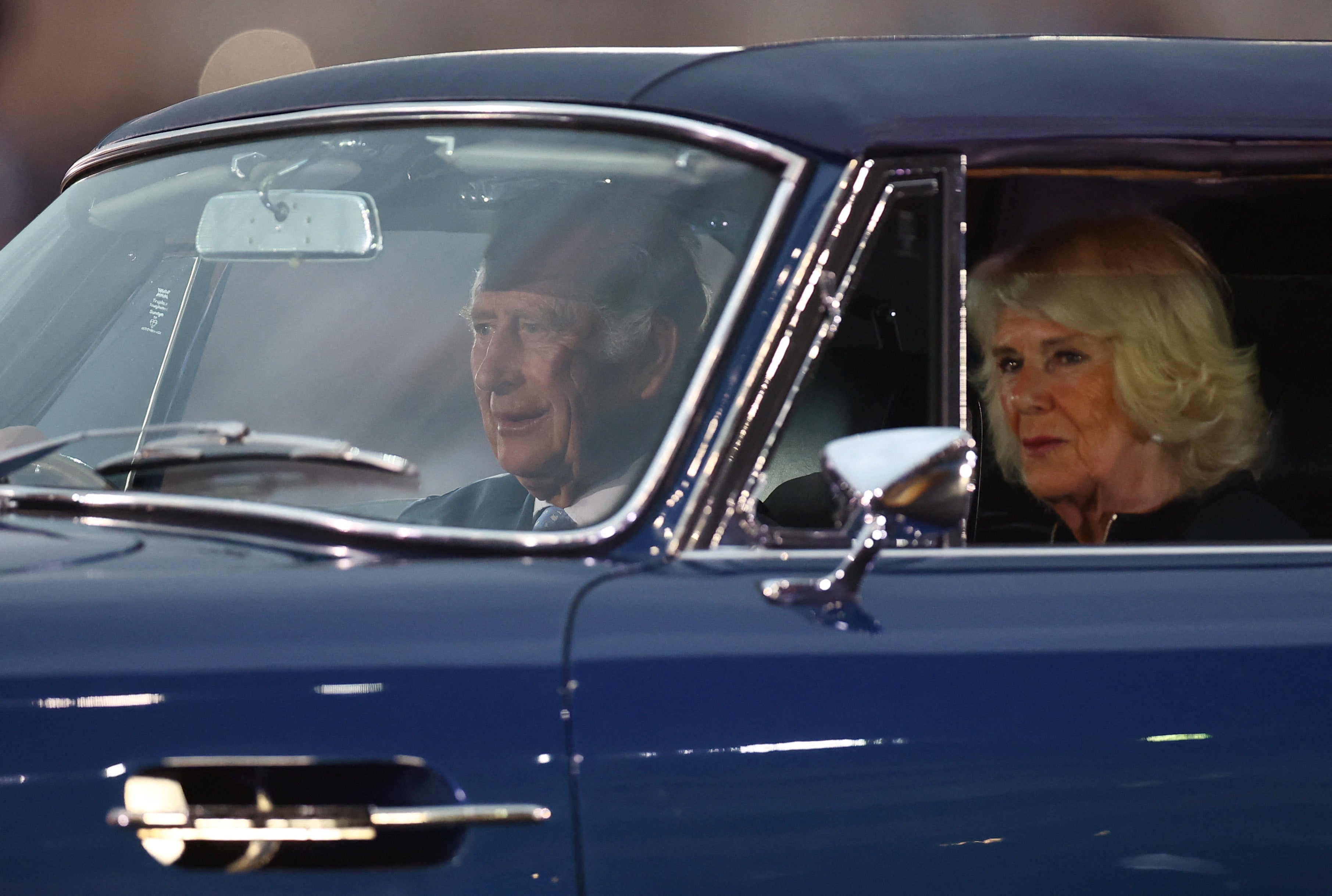 Prince Charles drove himself into the stadium in a vintage car