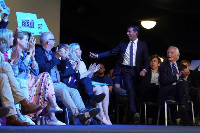 Conservative leadership candidate Rishi Sunak at a hustings event at the Pavilion conference centre at Elland Road in Leeds. Picture date: Thursday July 28, 2022 (Owen Humphries/PA)