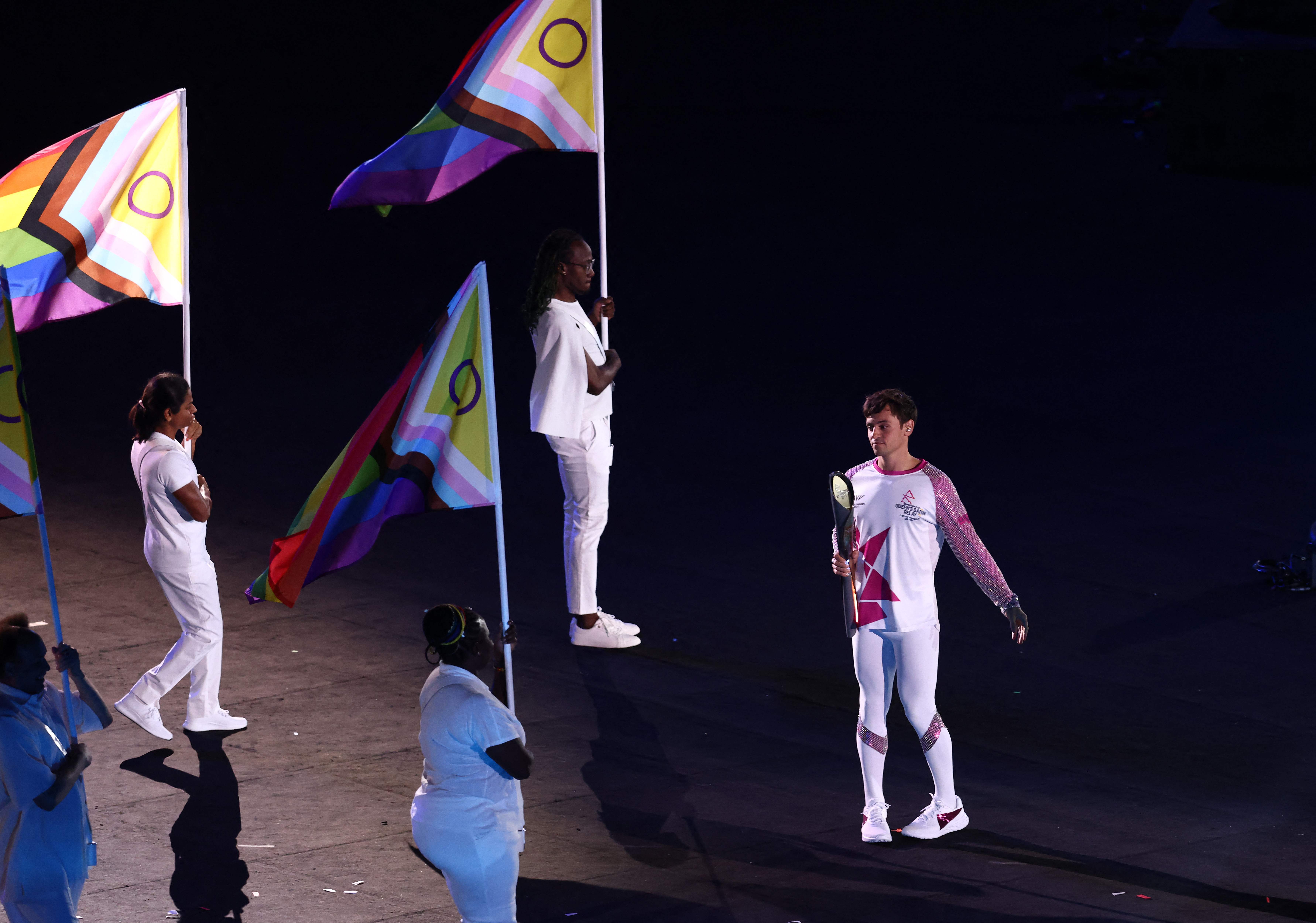 Tom Daley carried the Queen’s Baton into the stadium