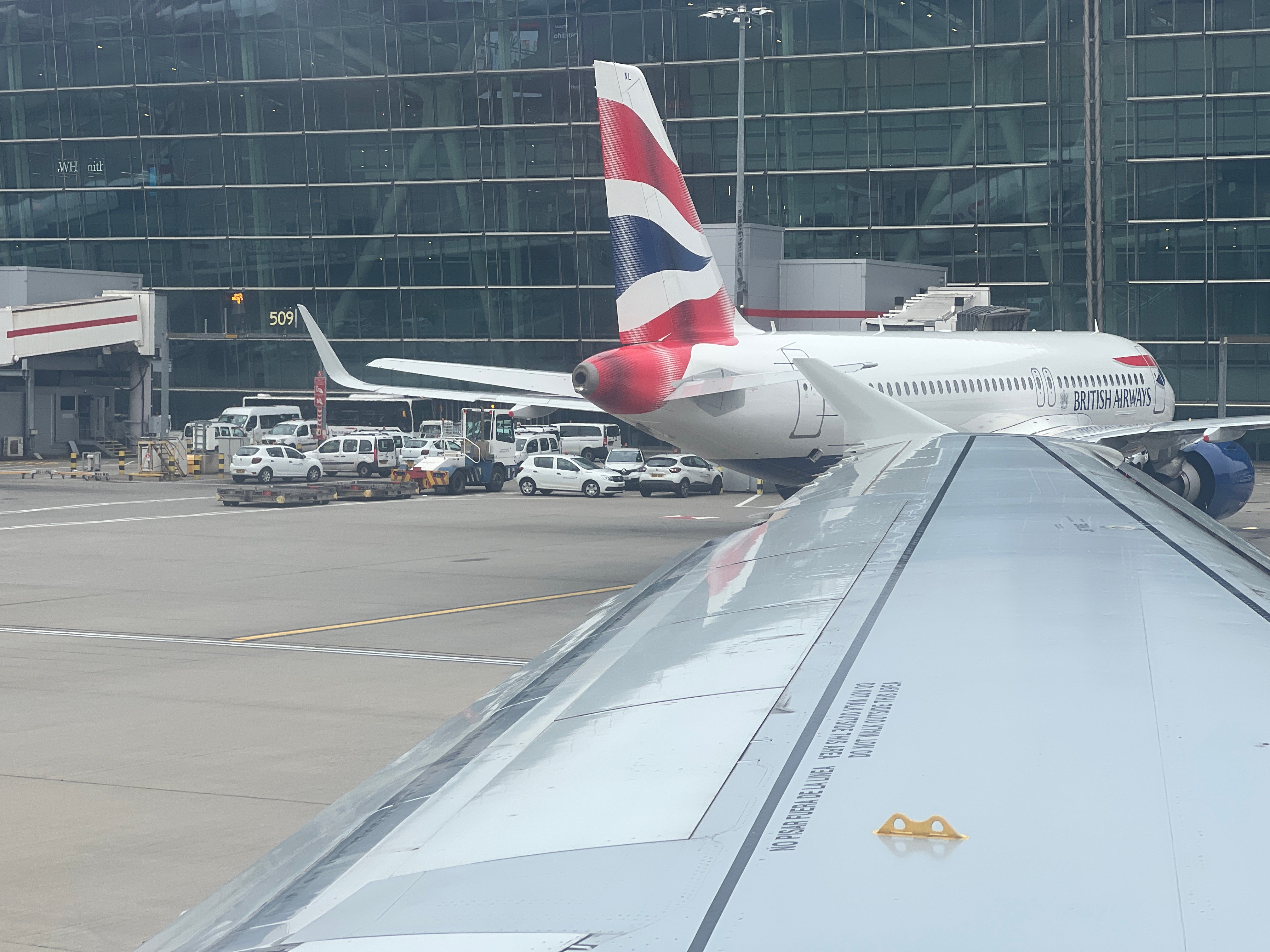 Cancel culture: a British Airways aircraft at Heathrow Terminal 5, from an Iberia aircraft operating a BA flight from London to Rome