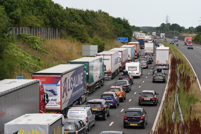 Drivers are being warned to expect severe congestion, with the AA issuing its first ‘amber traffic warning’ for Friday and Saturday (Gareth Fuller/PA)
