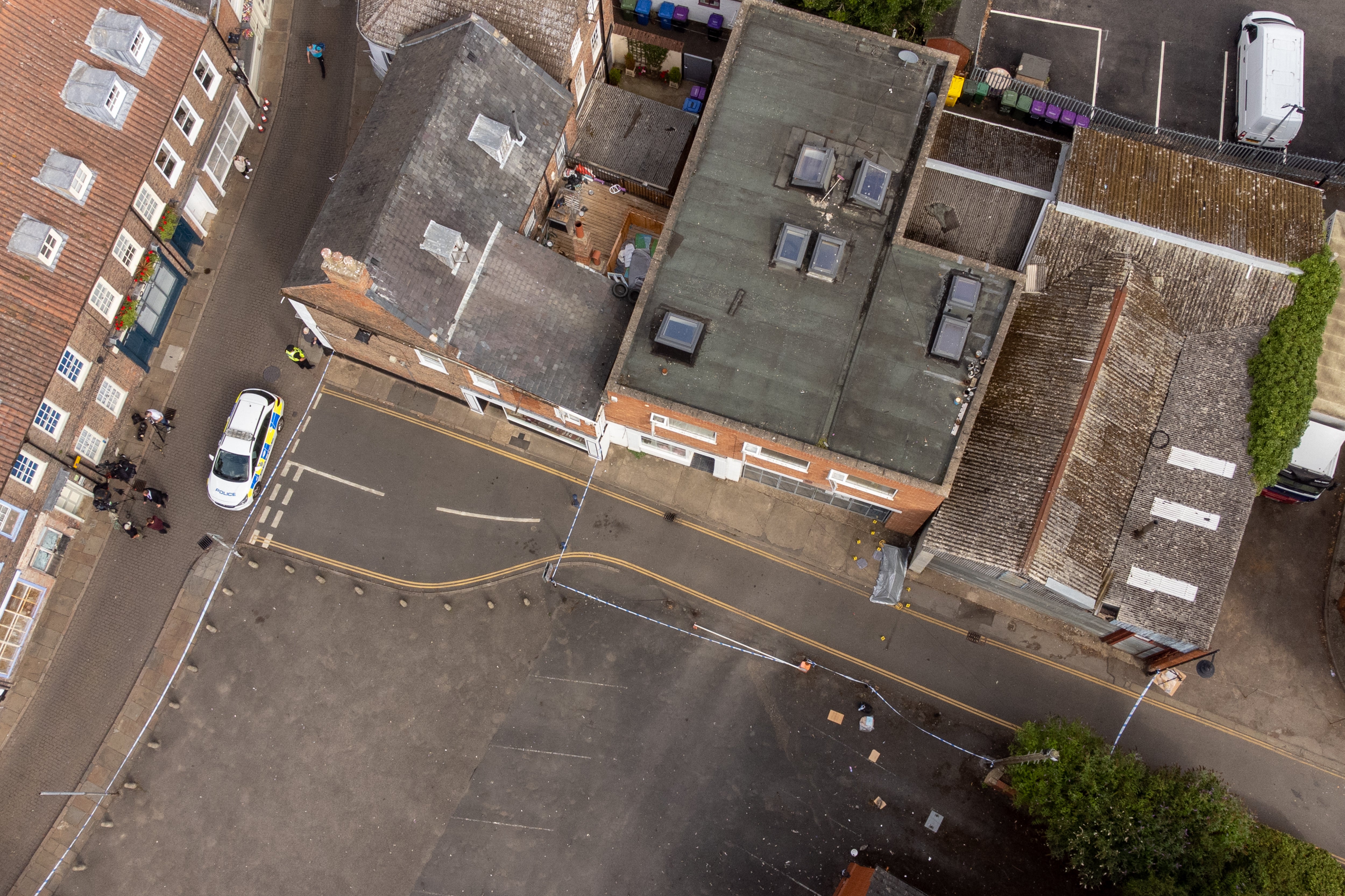 Aerial view of the scene on Fountain Lane in Boston after a nine-year-old girl died from a suspected stab wound