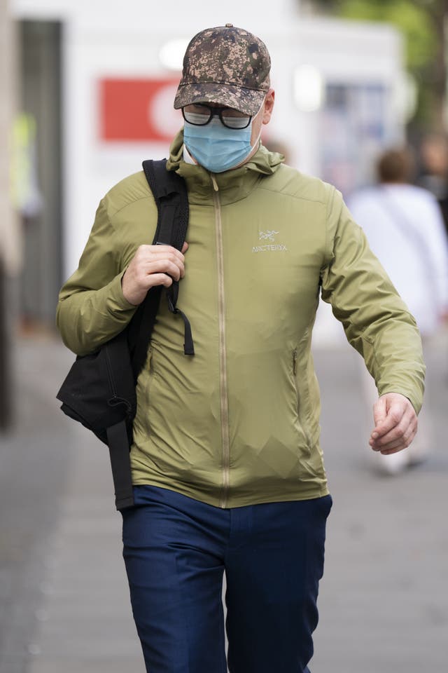 Former Metropolitan Police officer Joel Borders arriving at Westminster Magistrates’ Court, London, where he is charged with sharing “grossly offensive” WhatsApp messages with Sarah Everard murderer Wayne Couzens. Picture date: Thursday July 28, 2022.