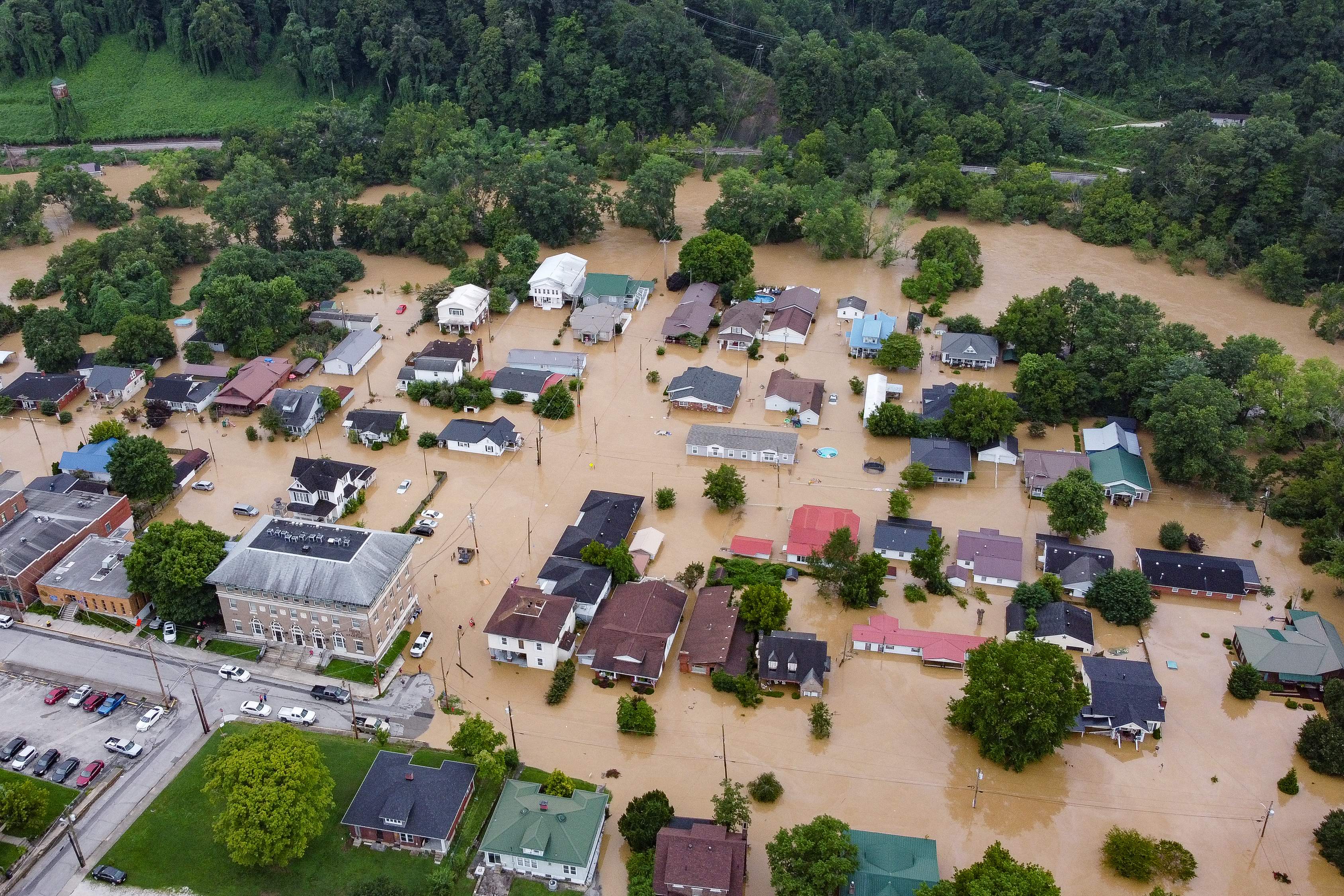 Floodwaters fill Jackson, Kentucky on Thursday