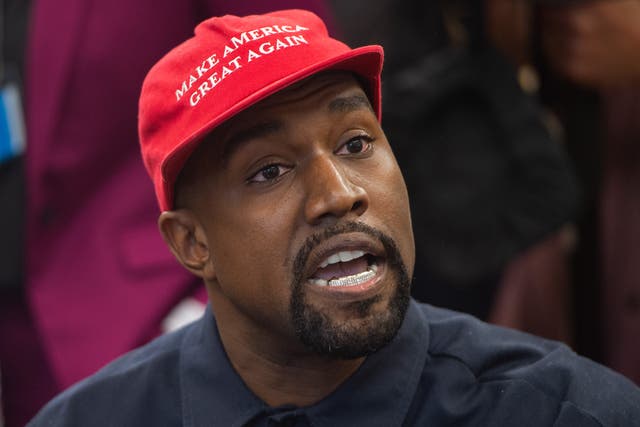 <p>Rapper Kanye West speaks during his meeting with US President Donald Trump in the Oval Office of the White House in Washington, DC, on October 11, 2018. </p>