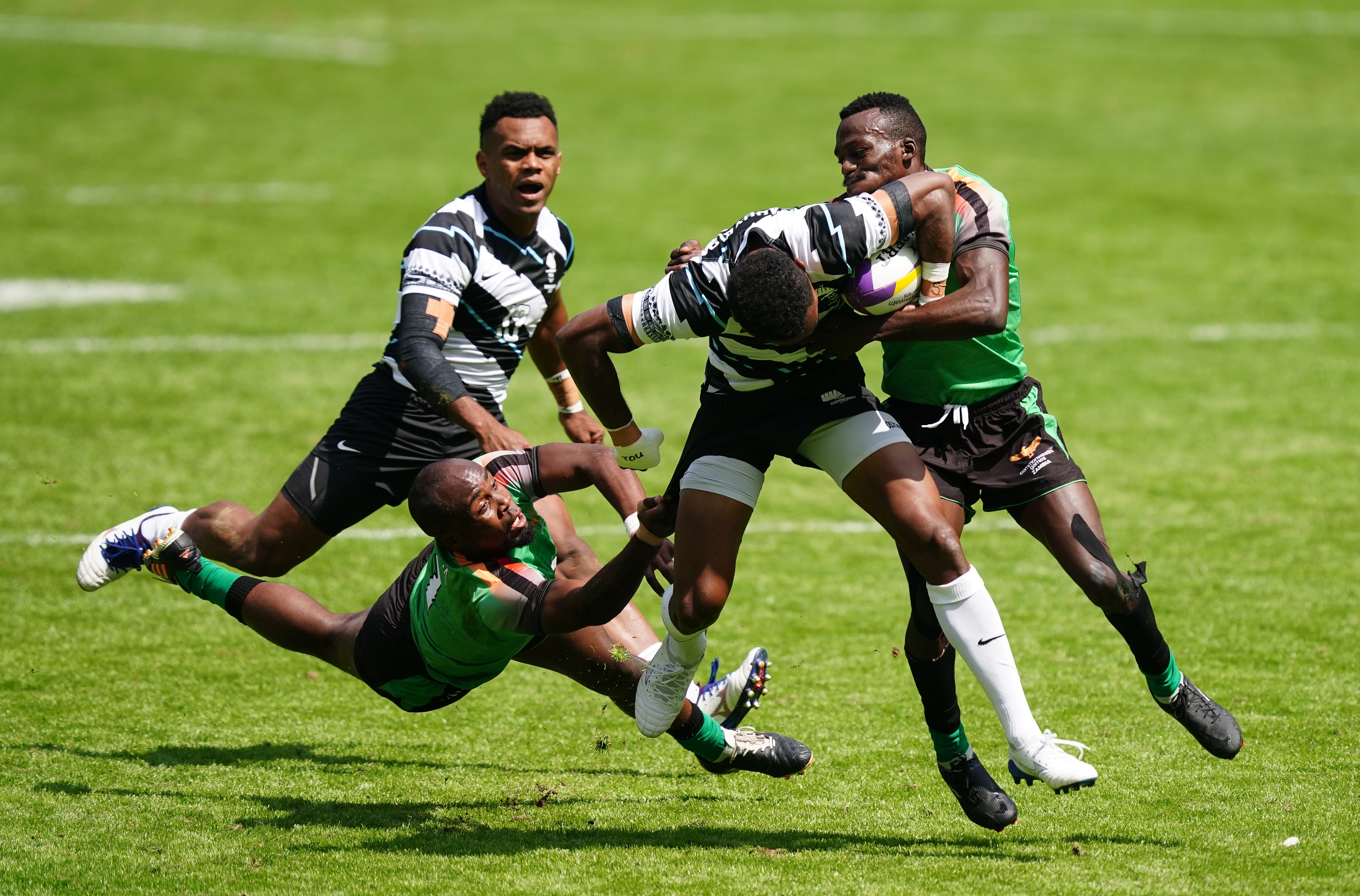 Fiji clashed with Zambia as the rugby sevens competition got under way in Coventry (Mike Egerton/PA)