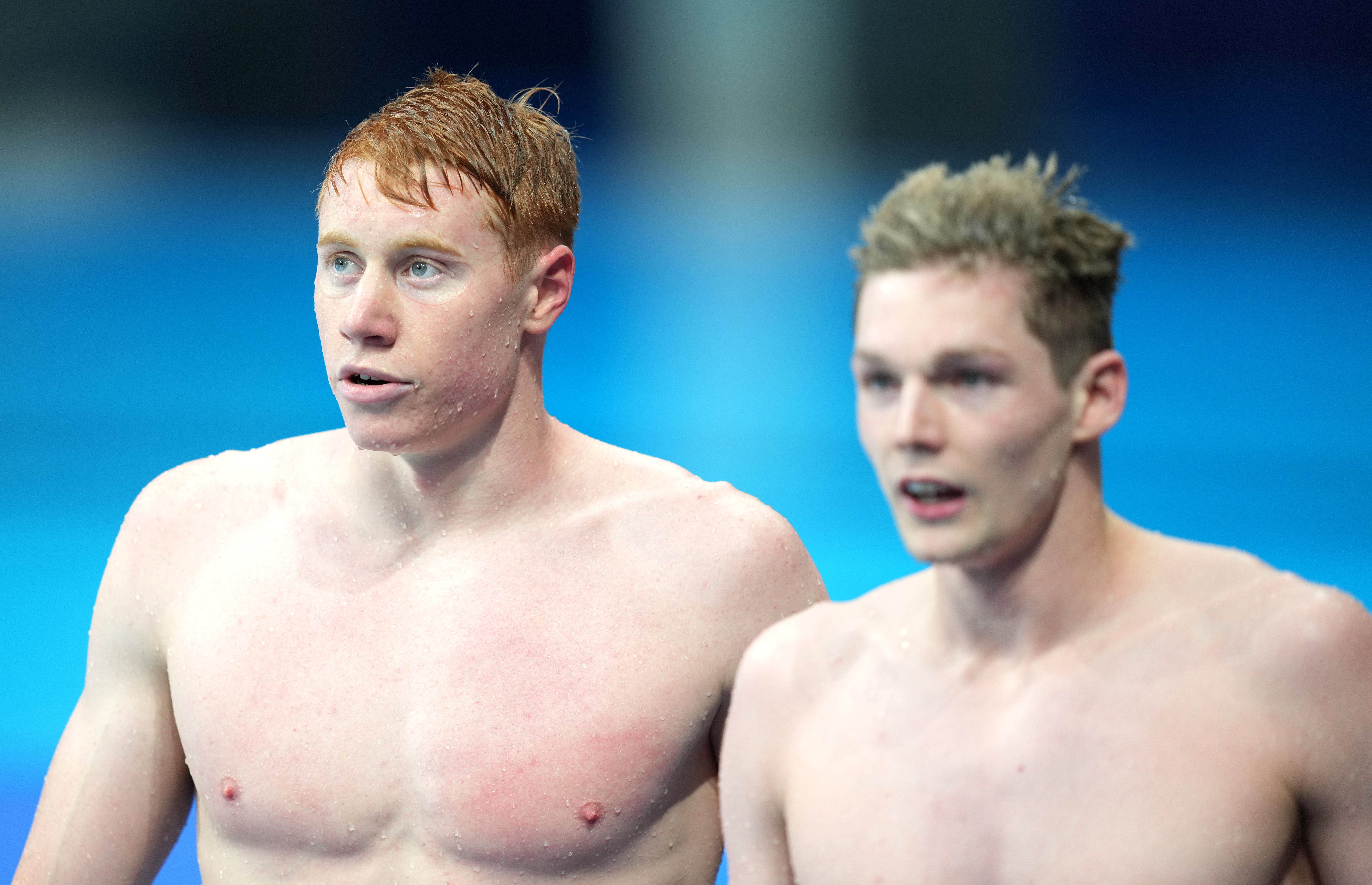 Tom Dean, left, and Duncan Scott will be in action in the men’s 200m freestyle final (Joe Giddens/PA)