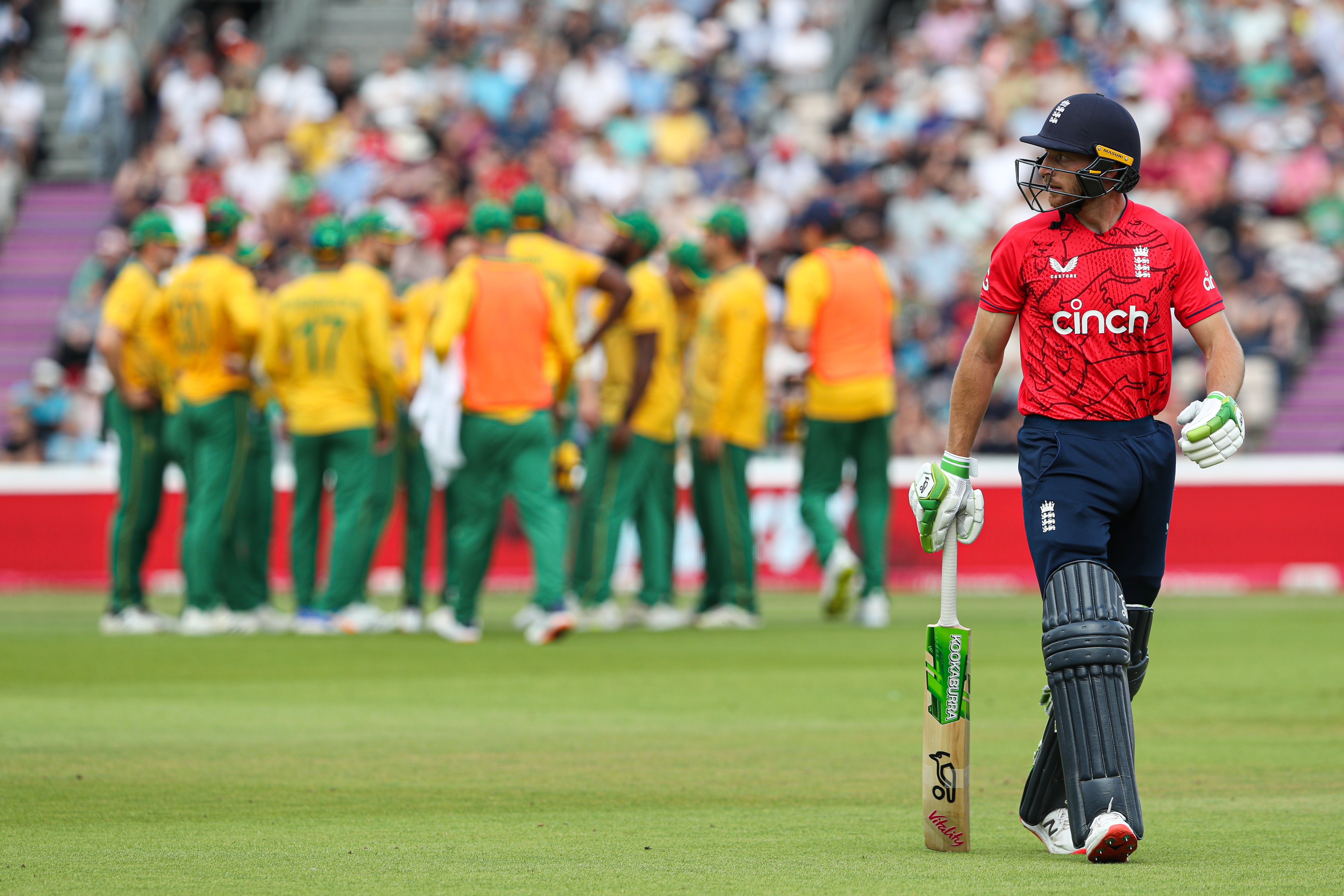 Jos Buttler watched England get handed a 90-run thrashing by South Africa in the T20 decider at the Ageas Bowl (Kieran Cleeves/PA)