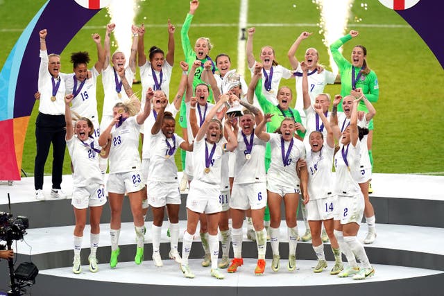 <p>Captain Leah Williamson dubbed the victory ‘the proudest moment of my life’ as she led her team’s celebrations </p>