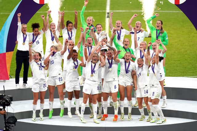 Adele and the Spice Girls are among the famous faces to praise the Lionesses’ ‘girl power’ following their Euro 2022 victory (Adam Davy/PA)