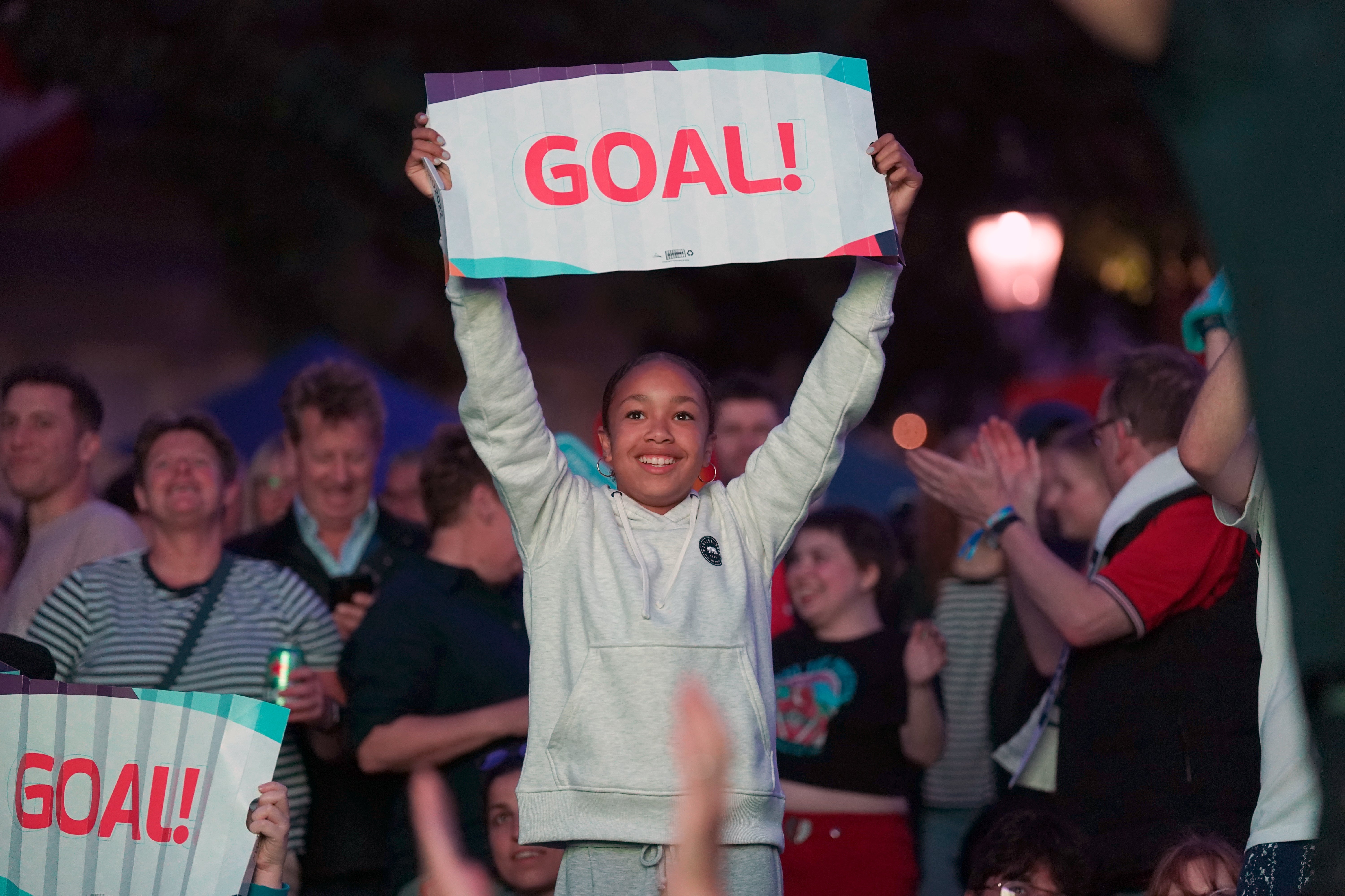 England fans celebrate in Trafalgar Square (PA)