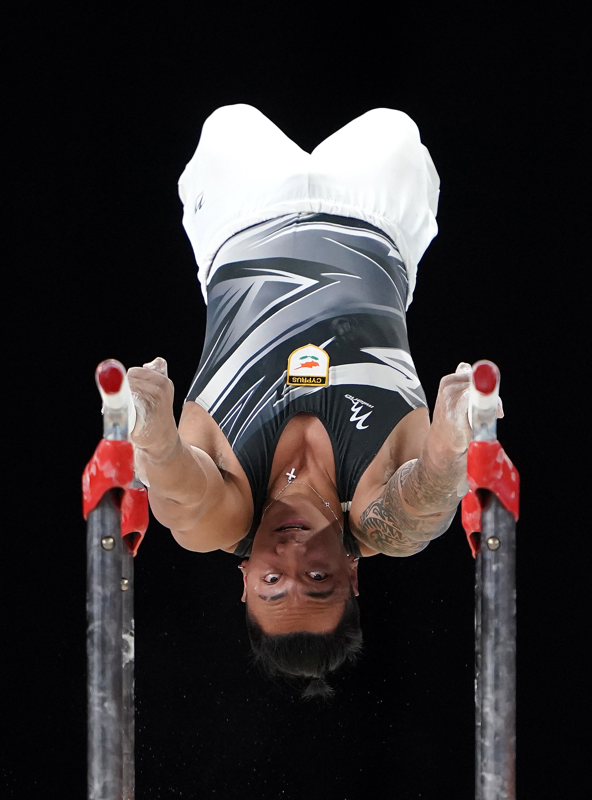 Cyprus’ Marios Georgiou in action during his parallel bars rotation at Arena Birmingham at the 2022 Commonwealth Games in Birmingham (Zac Goodwin/PA)
