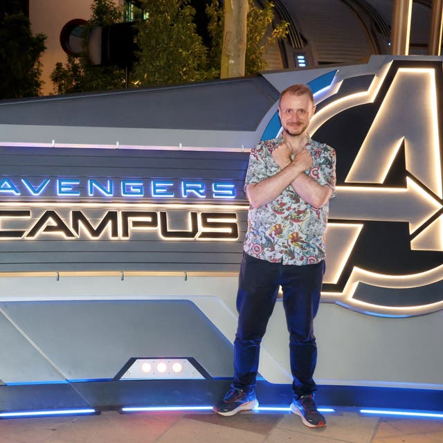 Damon Smith in front of Avengers Campus sign (PA/Damon Smith)