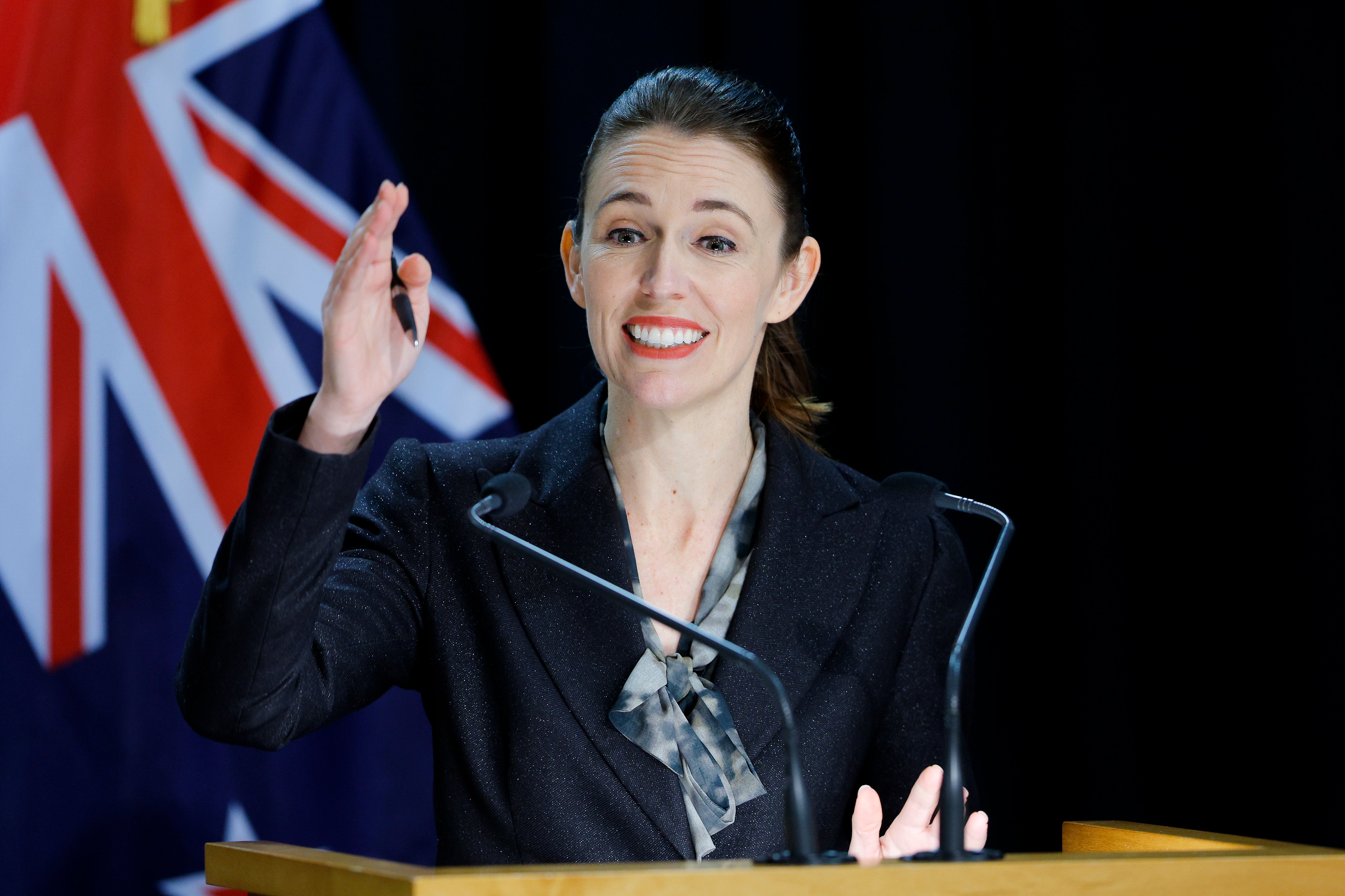 New Zealand prime minister Jacinda Ardern speaks during a press conference at parliament in Wellington