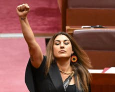 Australian senator calls Queen a coloniser and gives Black power salute in parliament