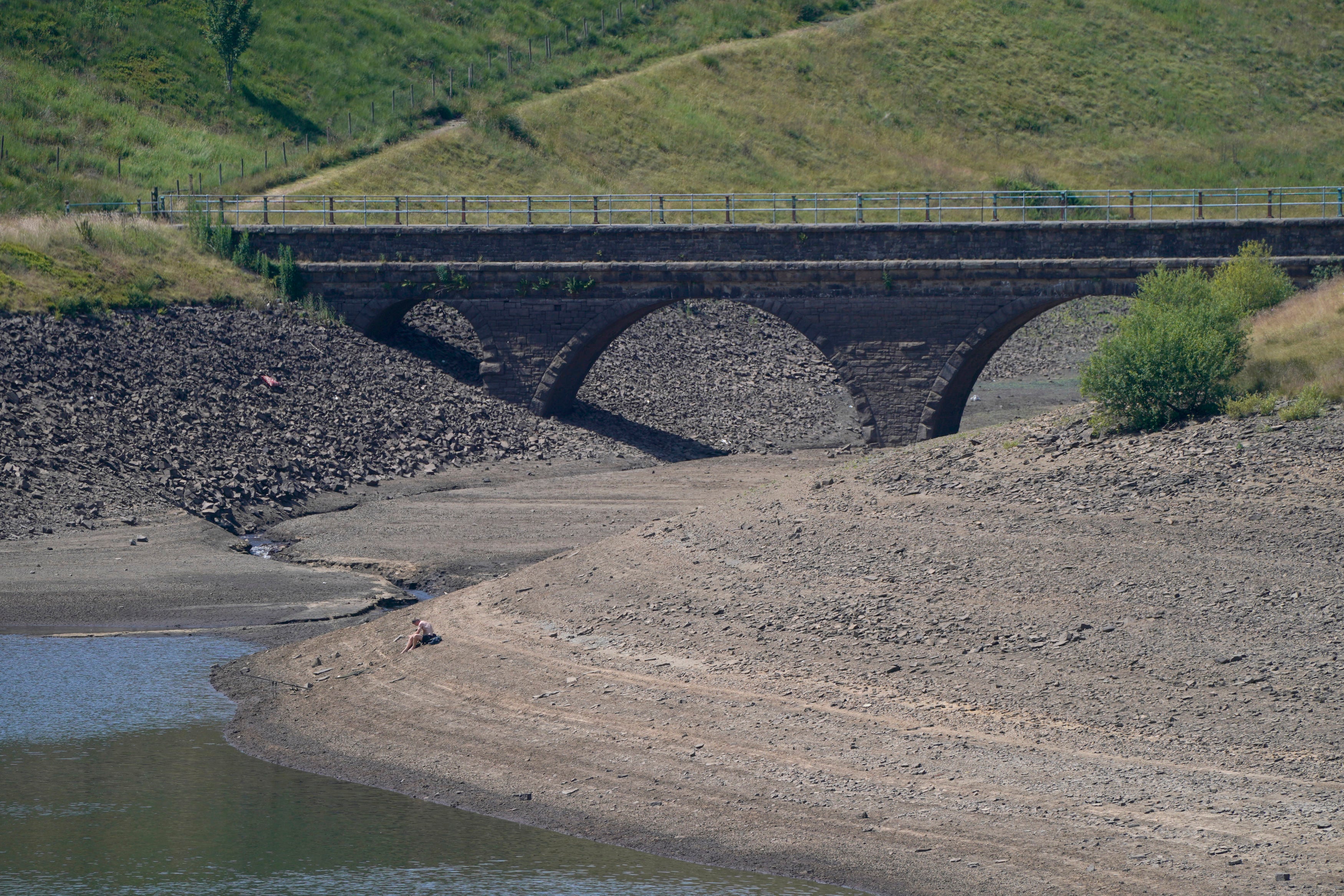 A near empty Dowry Reservoir close to Oldham.