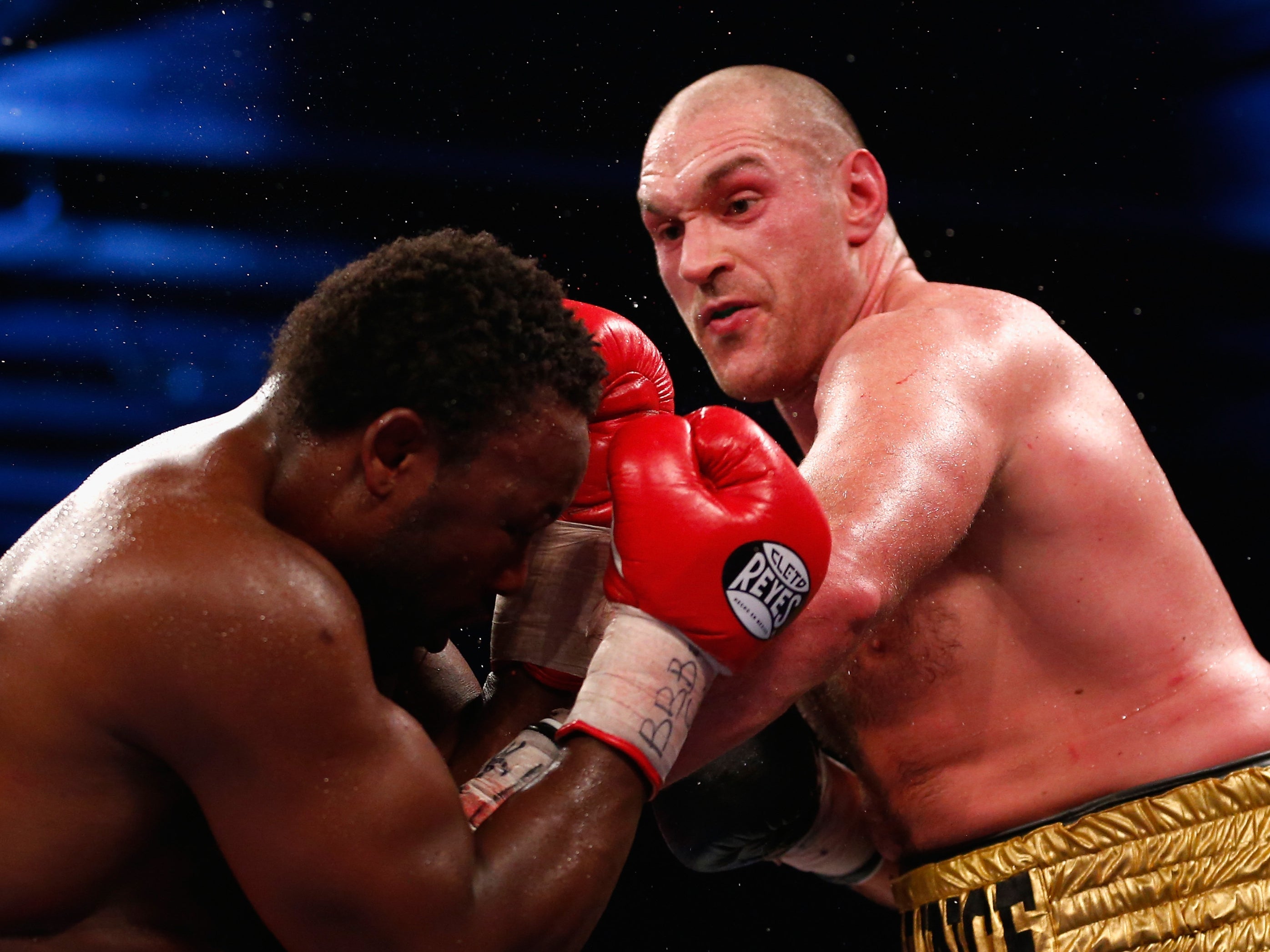 Tyson Fury (right) is 2-0 against fellow British heavyweight Derek Chisora