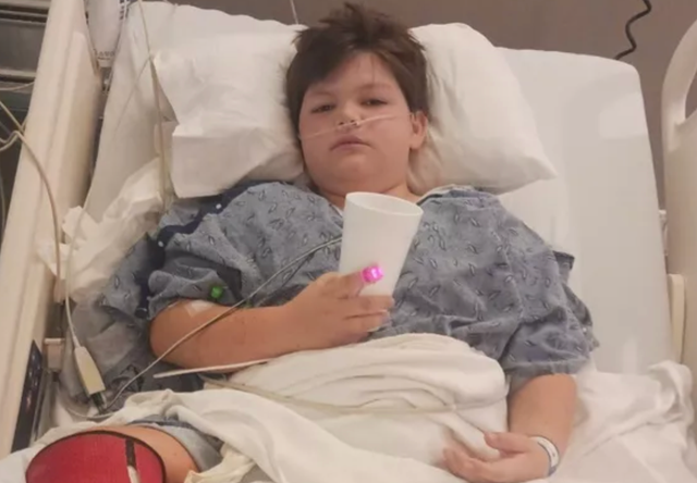 <p>Teddy Counihan, 11, is selling lemonade to help pay his medical bills after he was hit by a car while out cycling </p>