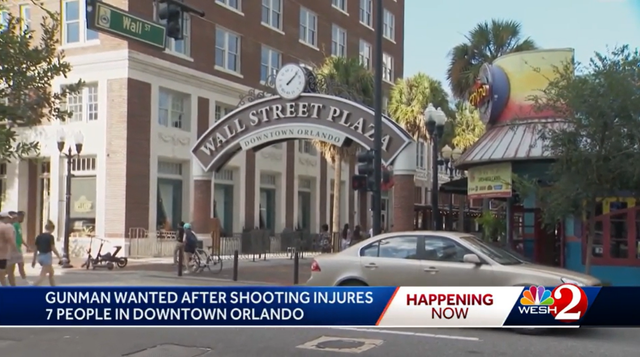 <p>A mass shooting in downtown Orlando left seven people injured, while the gunman remained at large, police said Sunday</p>