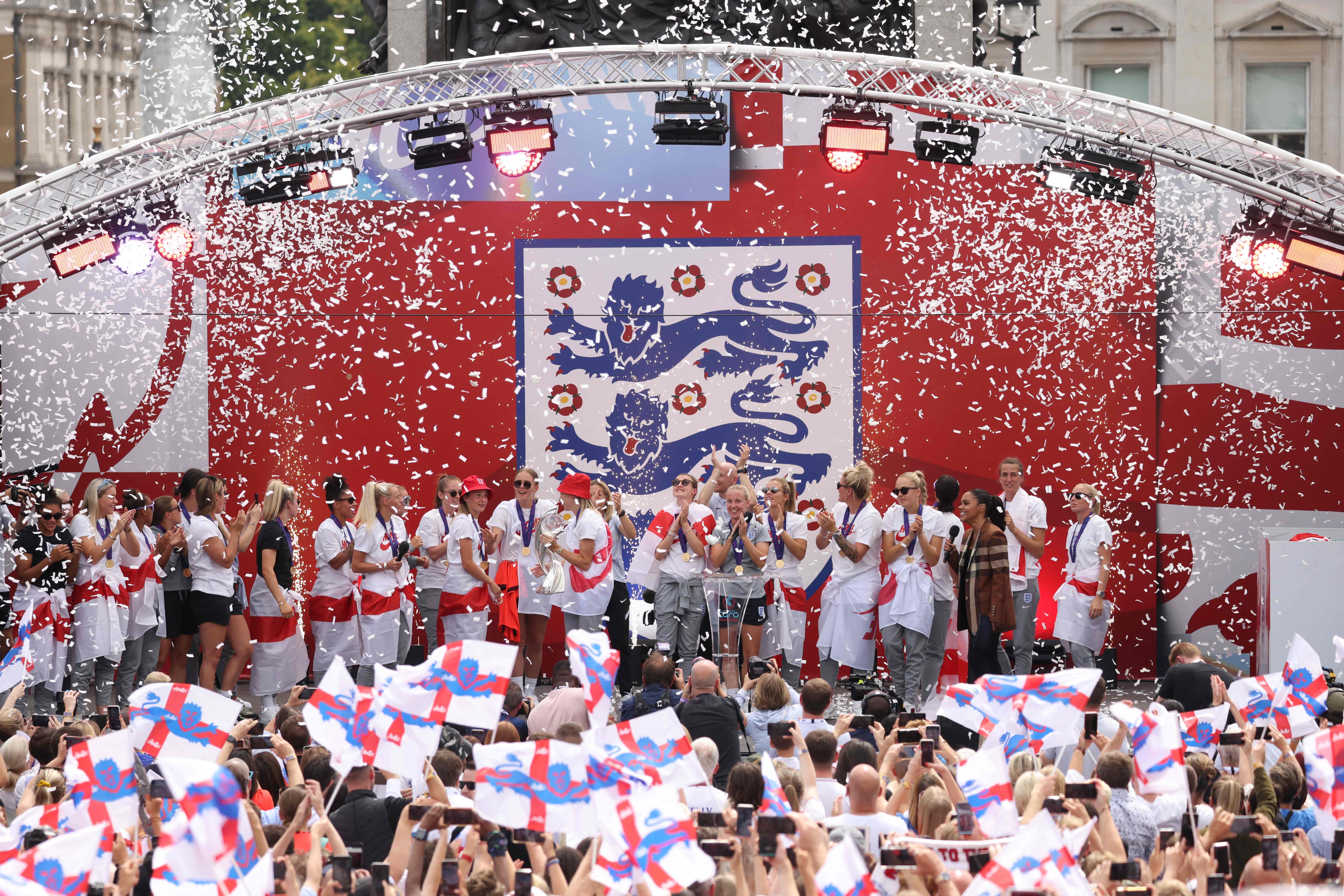 England players celebrate after winning Euros