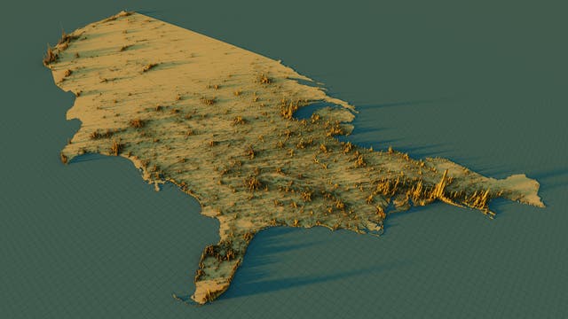 <p>Alasdair Rae used the EU’s population density data, and mapping tool Aerialod to create the 3D-rendered maps</p>