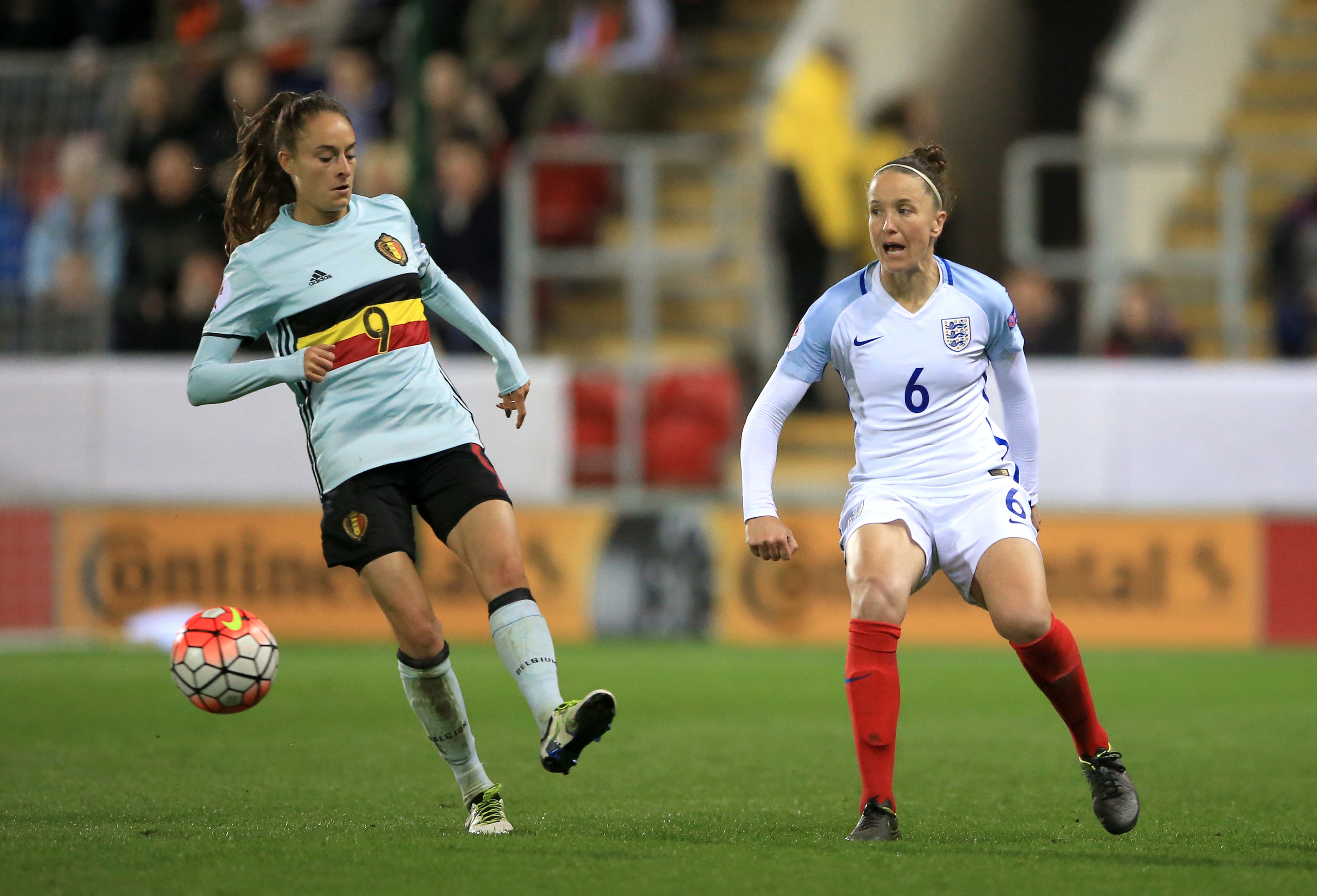 Casey Stoney in action during a UEFA 2017 qualifier (Nick Potts/PA)