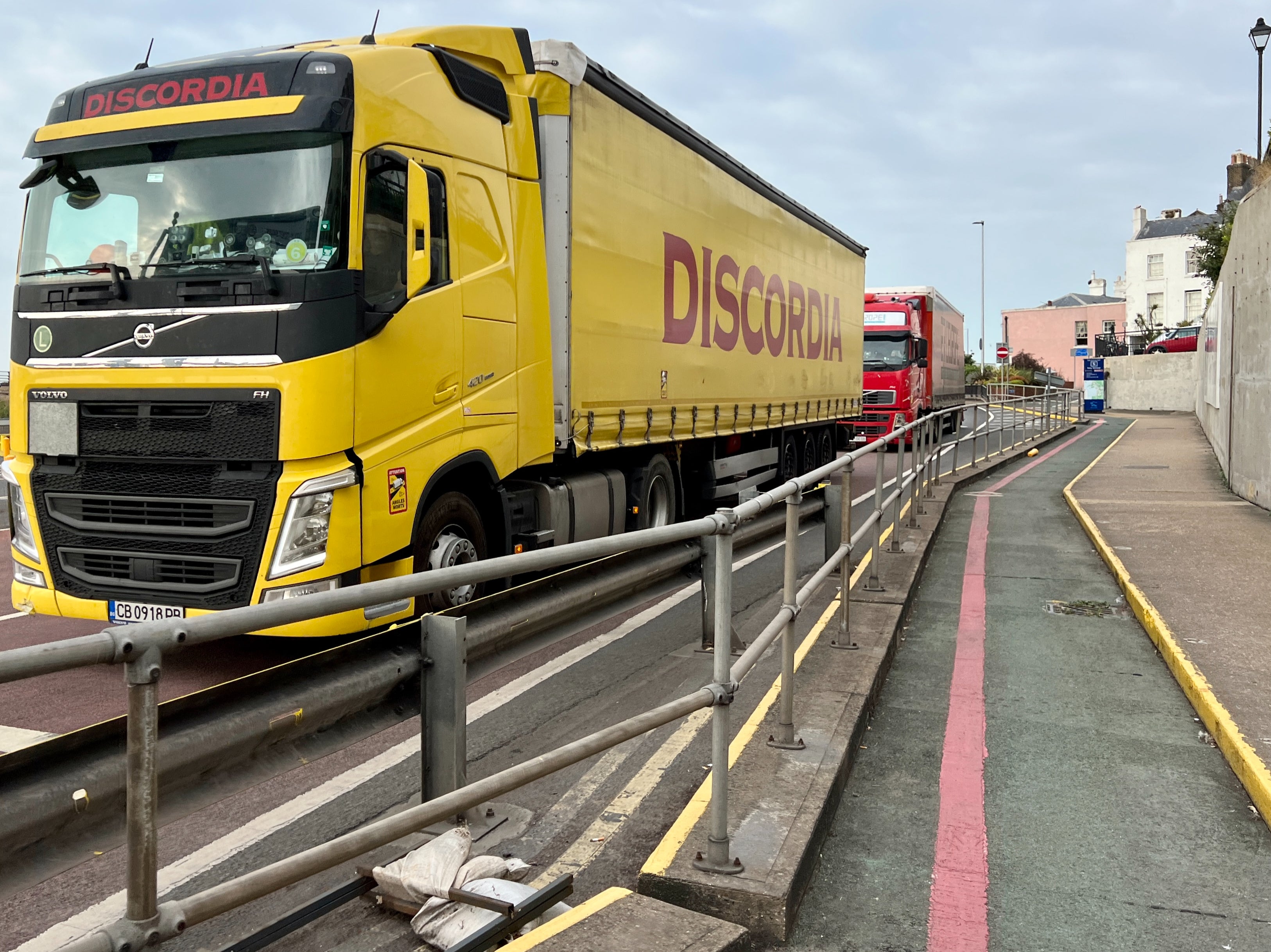 Discord at Dover: a Bulgarian truck queuing for French frontier formalities at the Kent port