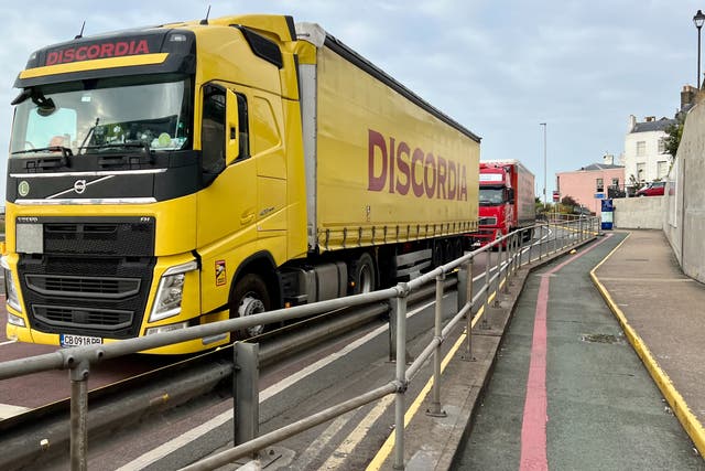 <p>Discord at Dover: a Bulgarian truck queuing for French frontier formalities at the Kent port</p>