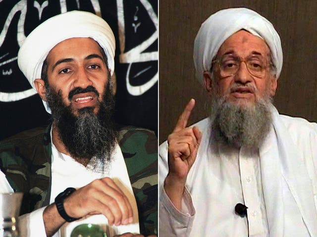 <p>Osama bin Laden (left) in 1998 and his successor Ayman al-Zawahiri who was killed by the United States in Kabul at the weekend</p>