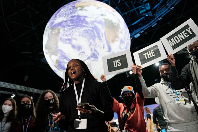 <p>Climate activist Vanessa Nakate at a 'Show US The Money' protest at last year’s Cop26 UN climate summit in Glasgow</p>