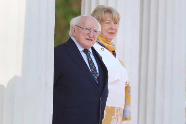 Irish President Michael D Higgins with his wife Sabina. (Brian Lawless/PA)