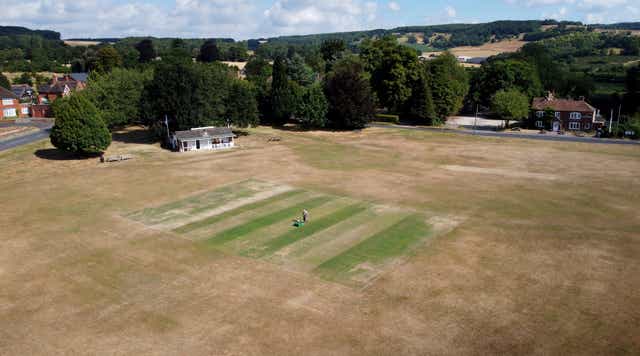 The effects of the drought at Boughton and Eastwell Cricket Club in Ashford, Kent, are clear (Gareth Fuller/PA)