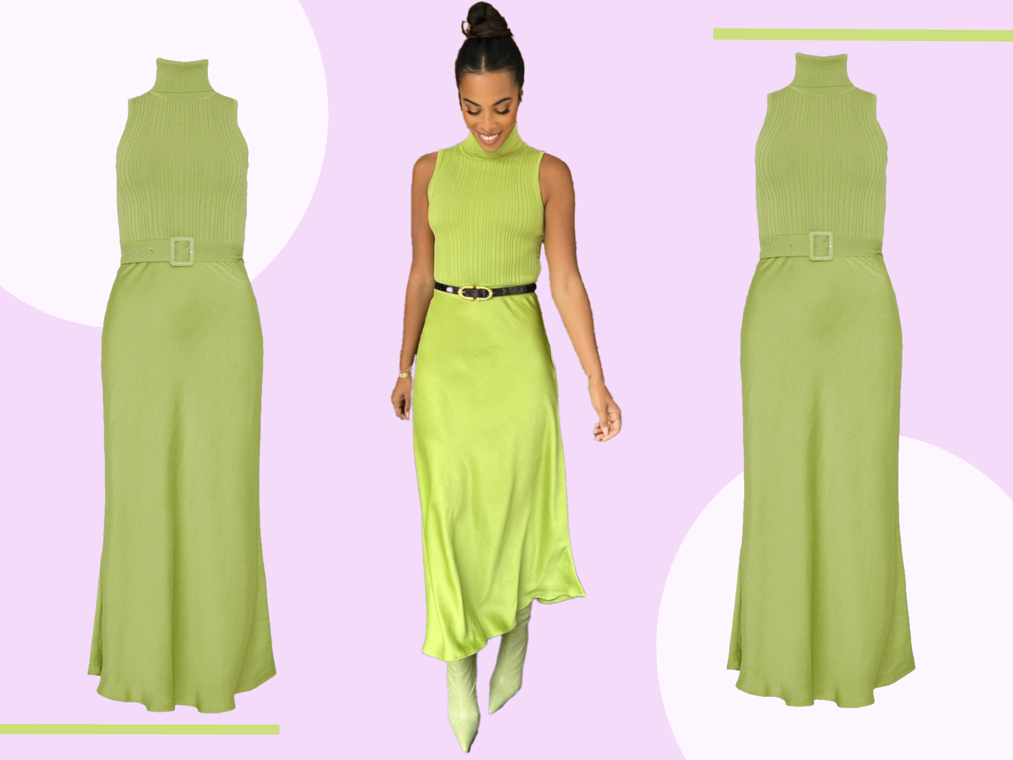 The lime green midi dress comes from high street brand Karen Millen