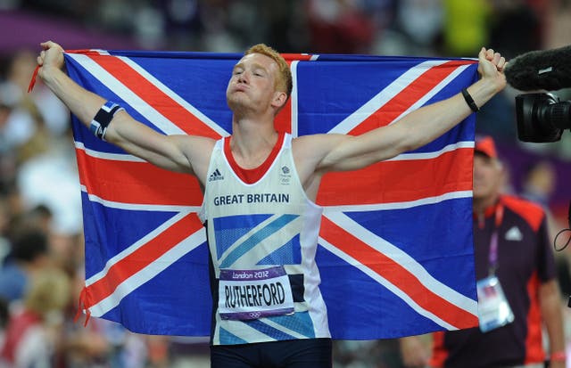 <p>Greg Rutherford was victorious in the men’s long jump (Owen Humphreys/PA)</p>