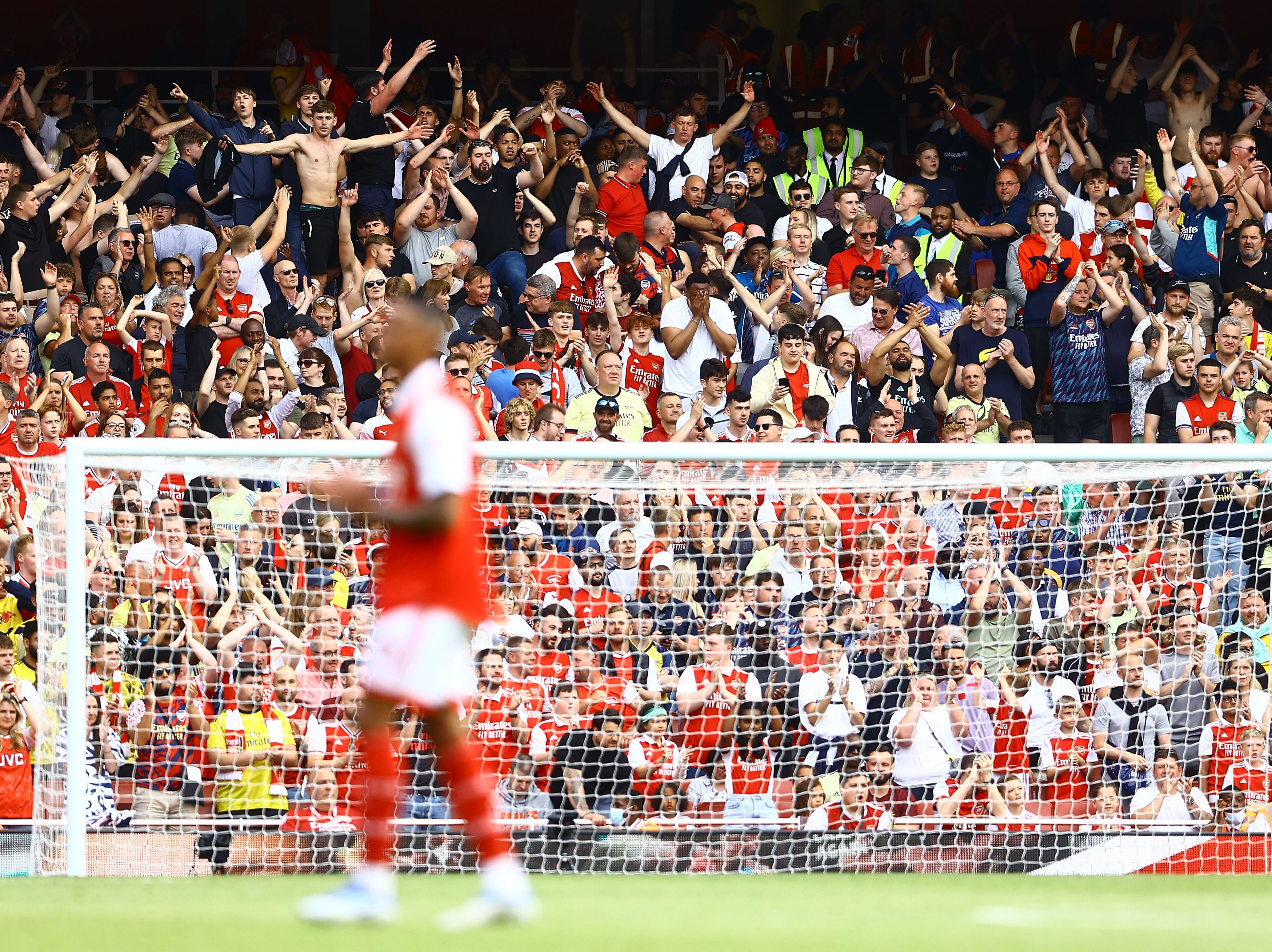 Arsenal fans celebrate at Arsenal v Everton in May 2022