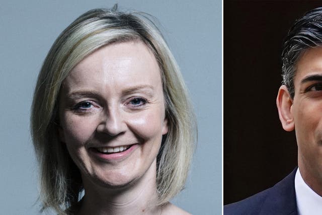 Liz Truss and Rishi Sunak will be debating on Sky News on Thursday night (PA)