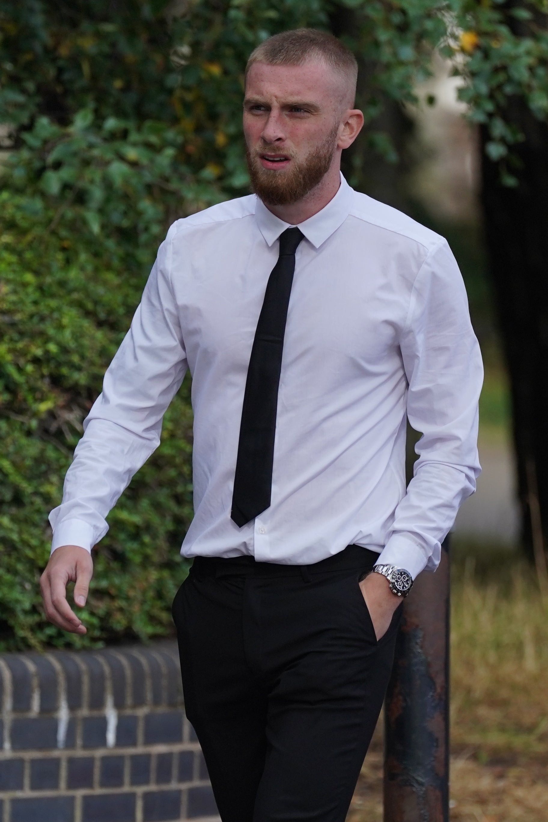 Sheffield United player Oli McBurnie arriving at Nottingham Magistrates’ Court (Jacob King/PA)