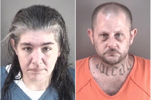 <p>Tabetha and Jason Sosnowicz have been arrested on felony charges after they allegedly tied up a 12-year-old boy and left him in a hotel room for more than nine hours</p>