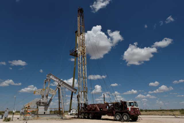 <p>An oil rig in west Texas in 2018. Oil companies have raked in massive profits as gas prices have soared this year </p>