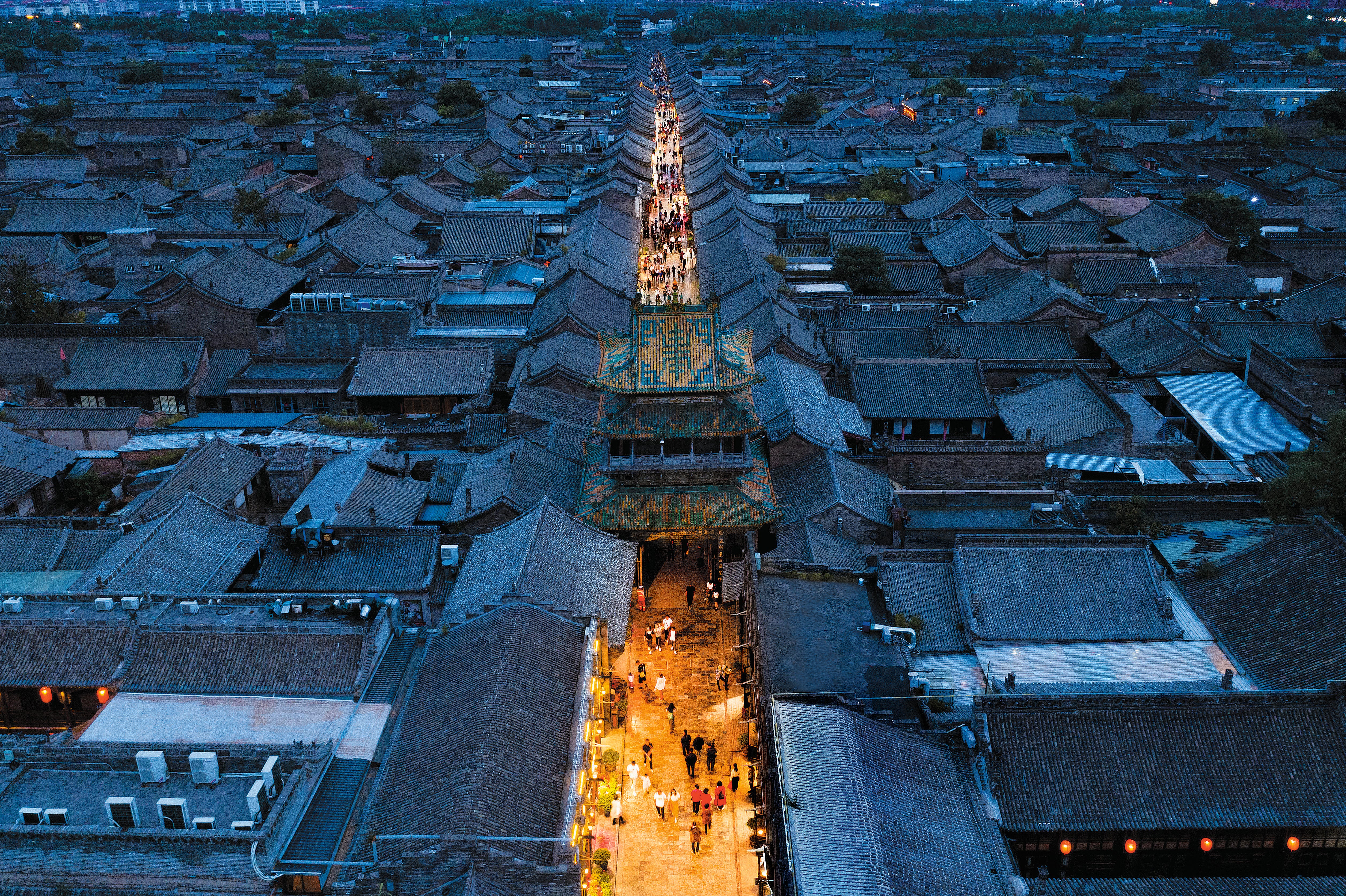 A maze of grey-tiled rooftops is an iconic sight in the ancient town of Pingyao in Shanxi province
