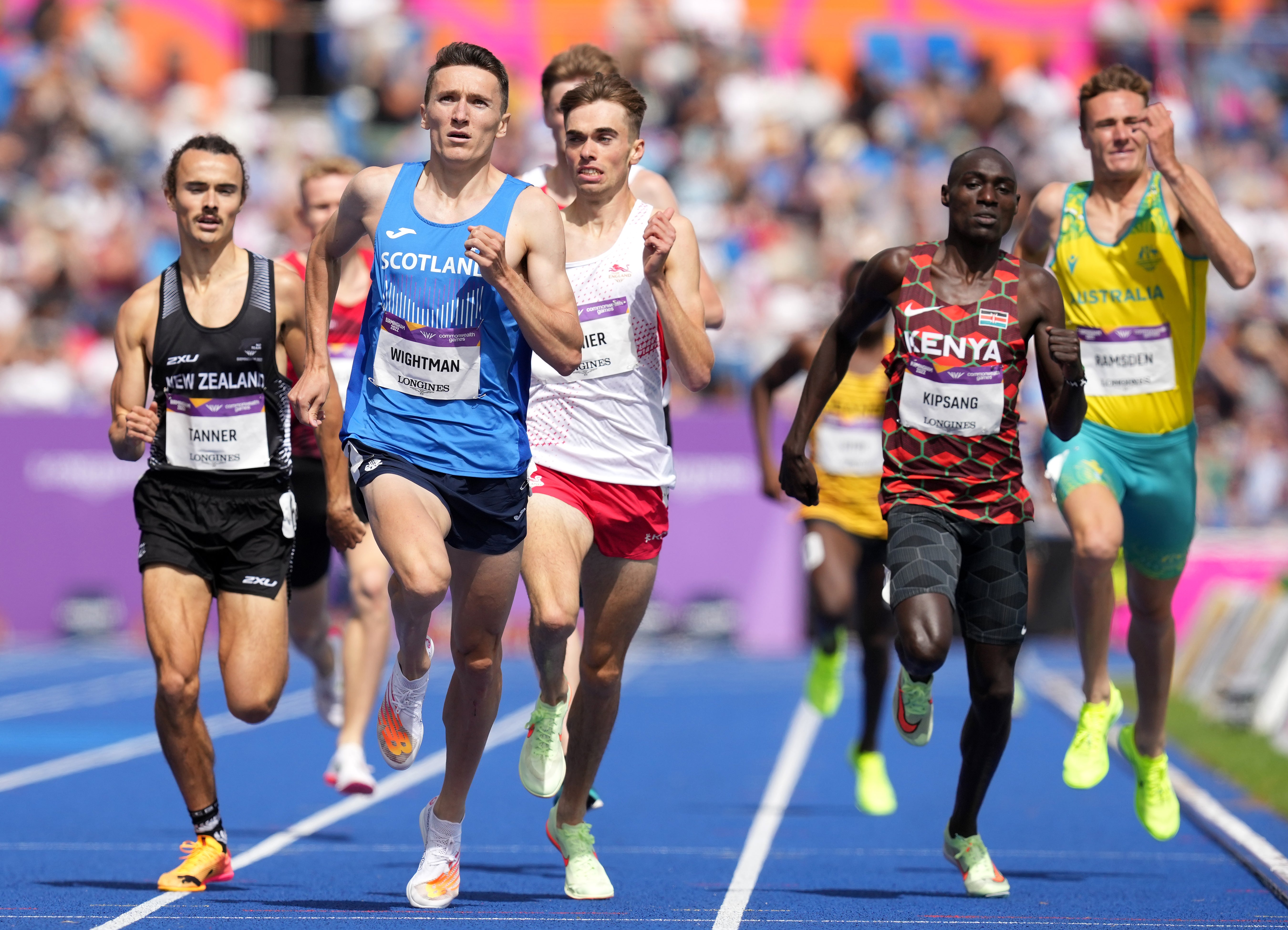 Scotland’s Jake Wightman (second left) in action during the second heat the Men’s 1500 metres round one at Alexander Stadium (Martin Rickett/PA)